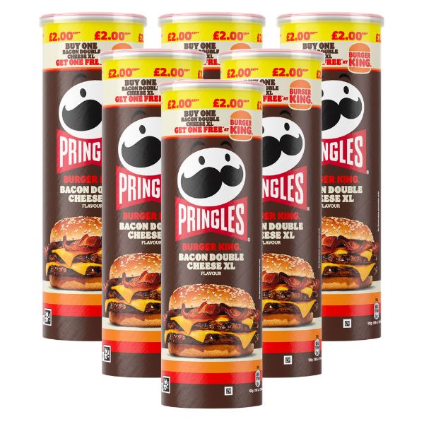 Pringles Burger King Bacon Double Cheese XL Flavour Sharing Crisps (6 x 165g)