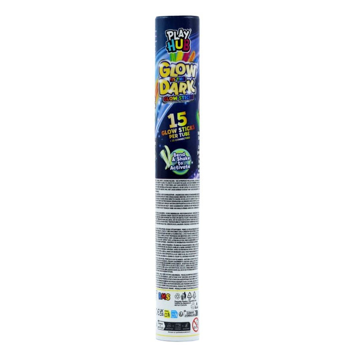 Play Hub Glow In The Dark Glow Sticks, 15 Per Tube