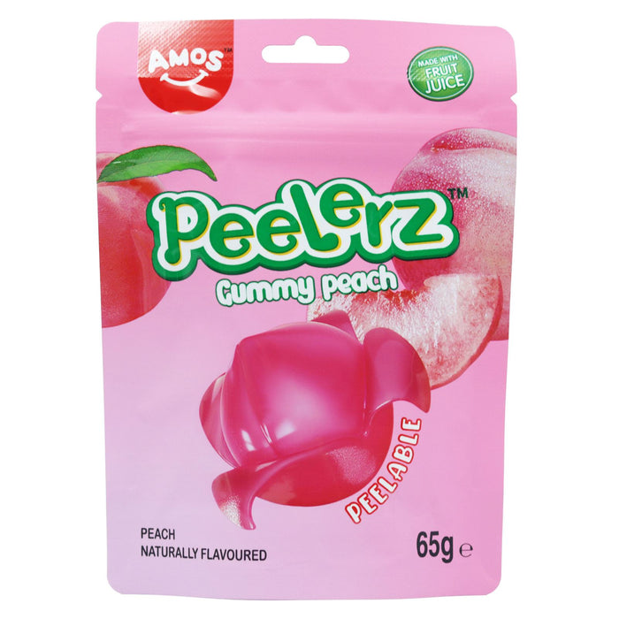 Amos Peelerz Gummy Peach Peelable Candy (12 x 65g)