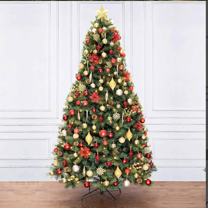 Portland Fir 8ft Decorated Christmas Tree - Twin Peaks (Red)