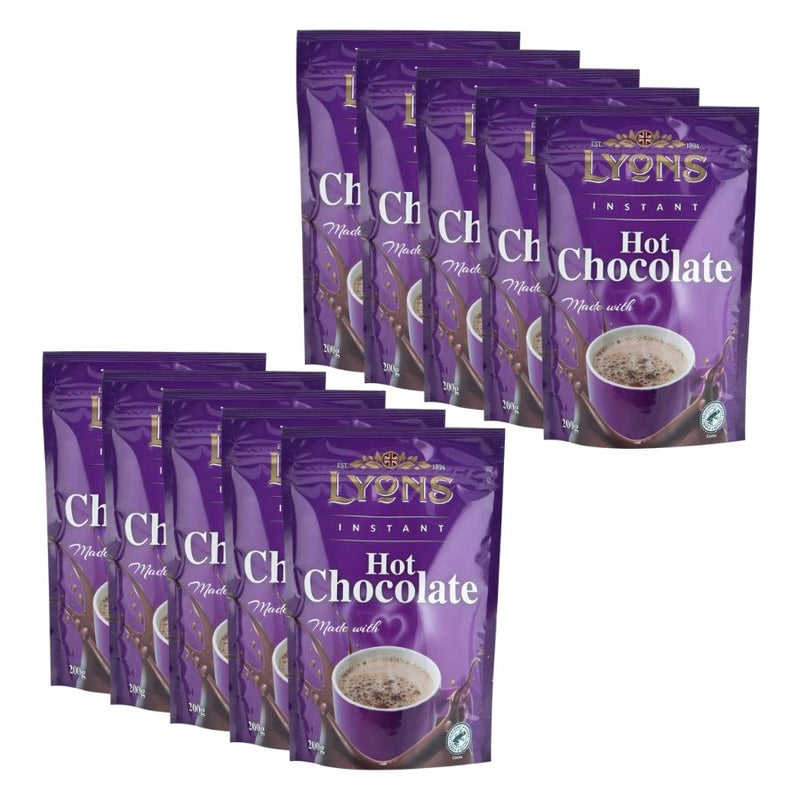 Lyons Instant Hot Chocolate Pouch (10 x 200g)