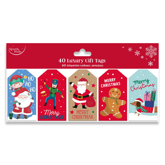 Christmas Gift Tags Cute Die Cut 40 Pack