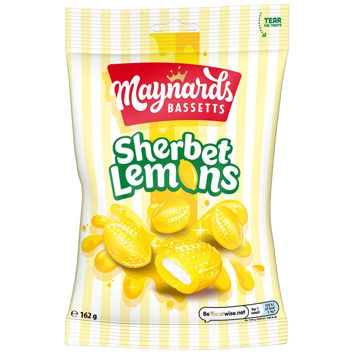 Maynards Bassetts Sherbet Lemons with Fizzy Centre (12 x 162g)