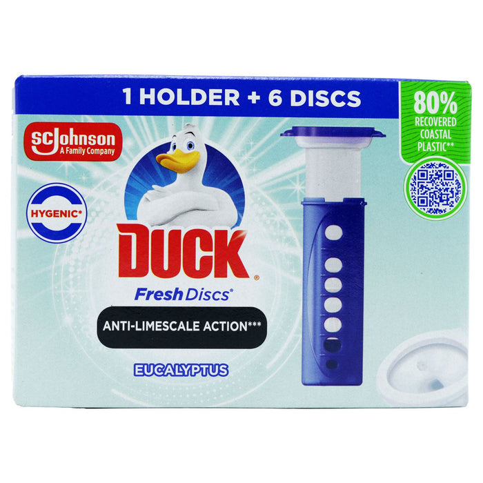 Duck Toilet Fresh Discs Anti-Limescale Action Eucalyptus, 1 Holder + 6 Discs (36ml)