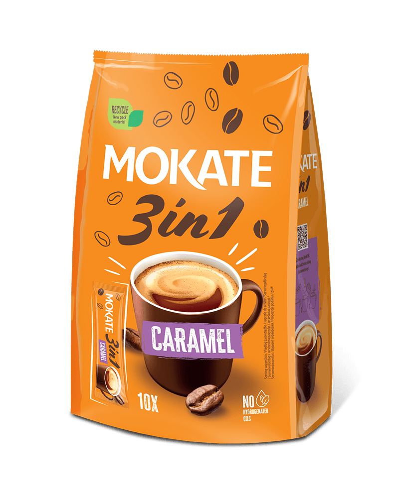 Mokate Coffee Bag Caramel Flavour 3 In 1 Sachet 10 Pack (Box of 10)
