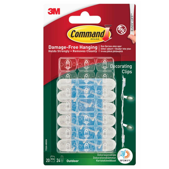 3M Command Outdoor Decorating Clips Damage-Free Hanging 20 Clips - myShop.co.uk