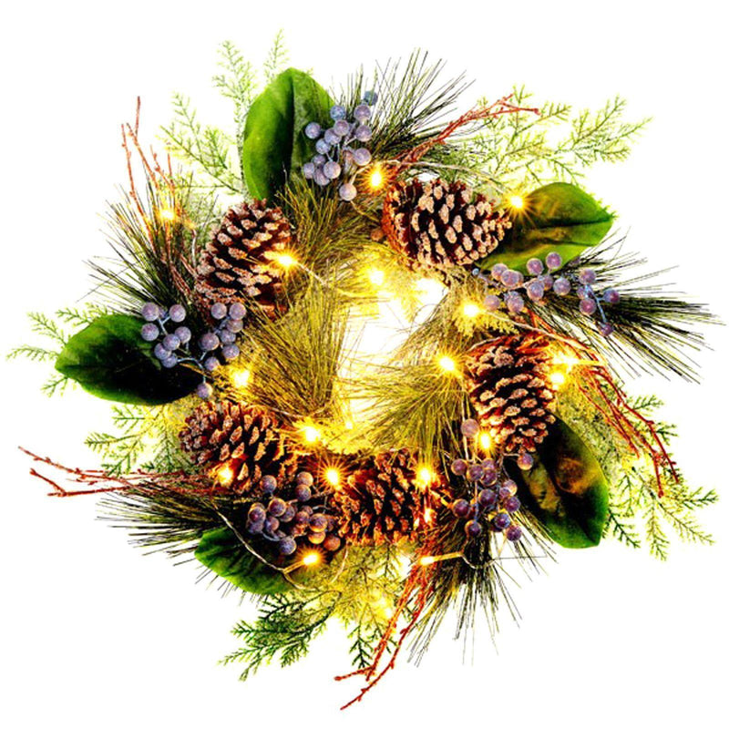 Pre-Lit Blueberry Christmas Door Wreath 50cm - myShop.co.uk