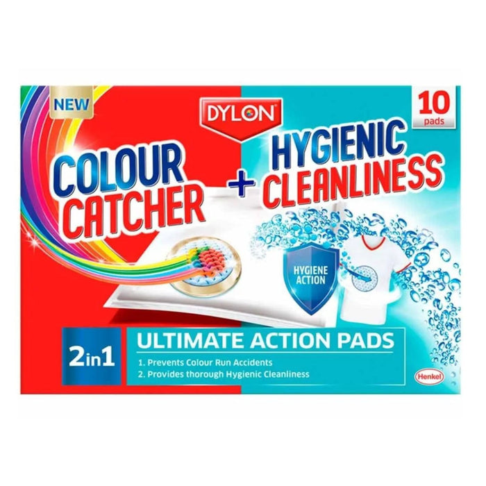 Dylon 2-in-1 Ultimate Action Pads Colour Catcher + Hygienic Action 10 Pieces 30g
