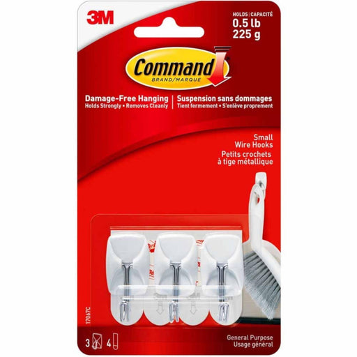 3M Command Small Wire Damage-Free Hanging Hooks Pack of 3 - myShop.co.uk