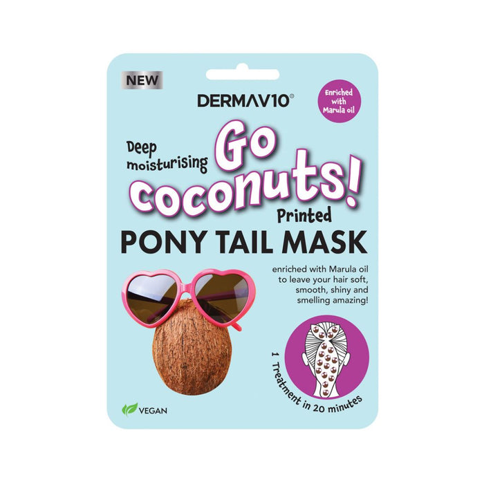 Derma V10 Printed Go Coconuts Pony Tail Mask