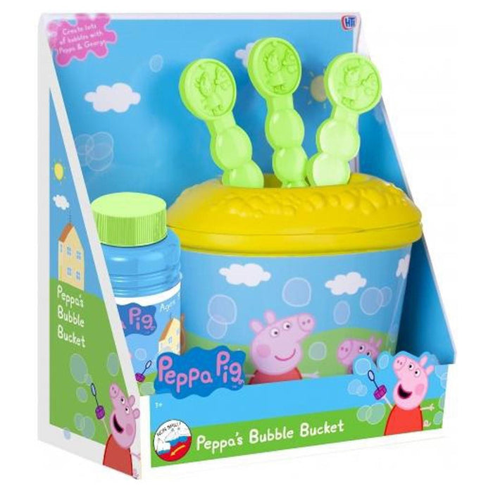 HTI Peppa Pig Bubble Bucket 3 Bubble Wands Dip & Wave
