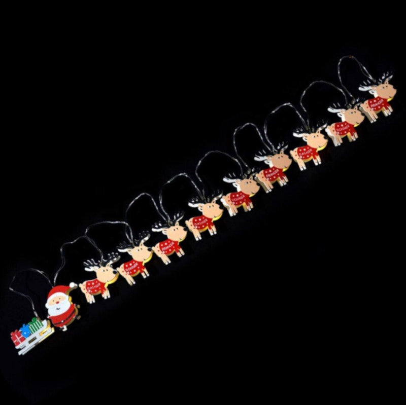 Christmas Tree LED String Lights - 11 Decorations Santa Reindeer Xmas Sleigh - myShop.co.uk