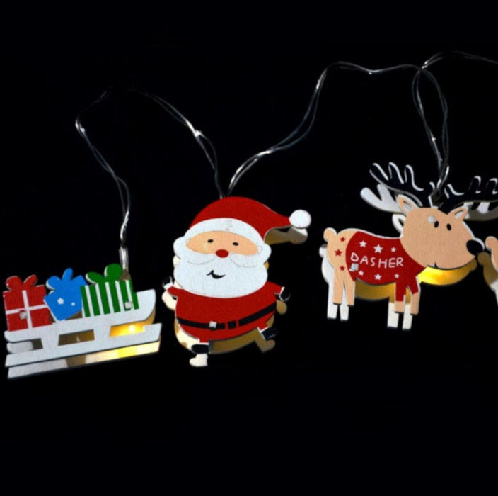 Christmas Tree LED String Lights - 11 Decorations Santa Reindeer Xmas Sleigh - myShop.co.uk