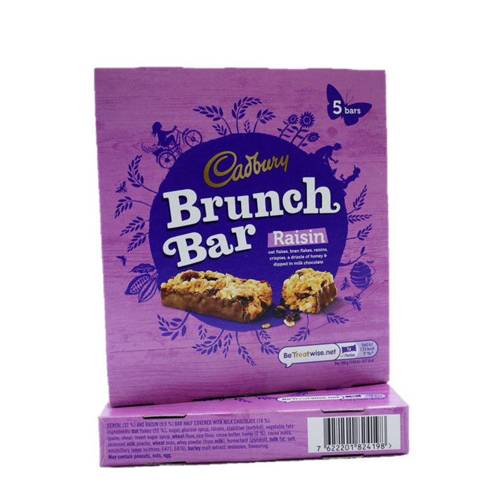 Cadbury Brunch Bar Raisin Milk Chocolate 5 Pack 160g (Box of 8)
