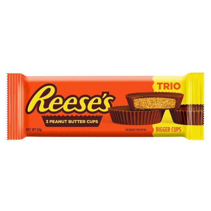 Reese's Peanut Butter Trio Bigger Cups Chocolate 63g (Box of 40)