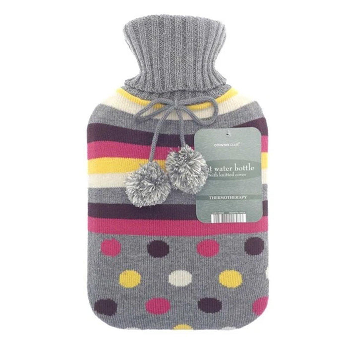 Country Club Hot Water Bottle with Knitted Cover - myShop.co.uk