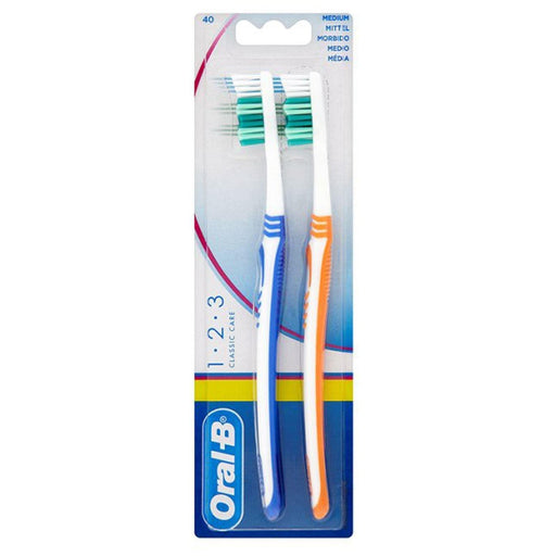 Oral B Toothbrush 1.2.3 Classic Care Twin Pack Medium - myShop.co.uk