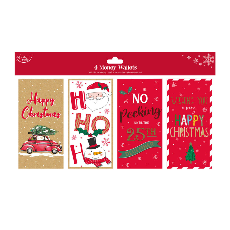 Christmas No Peeking Money Wallets - 4 Pack