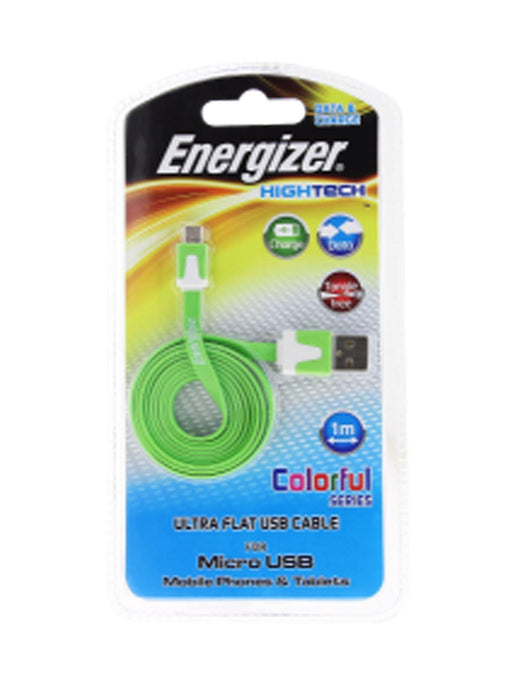 Energizer High Tech Ultra Flat USB Cable Micro USB 1m - Green - myShop.co.uk