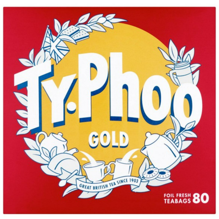 Typhoo Gold Great British Tea 80 Foil Fresh  Bags (Box of 12)