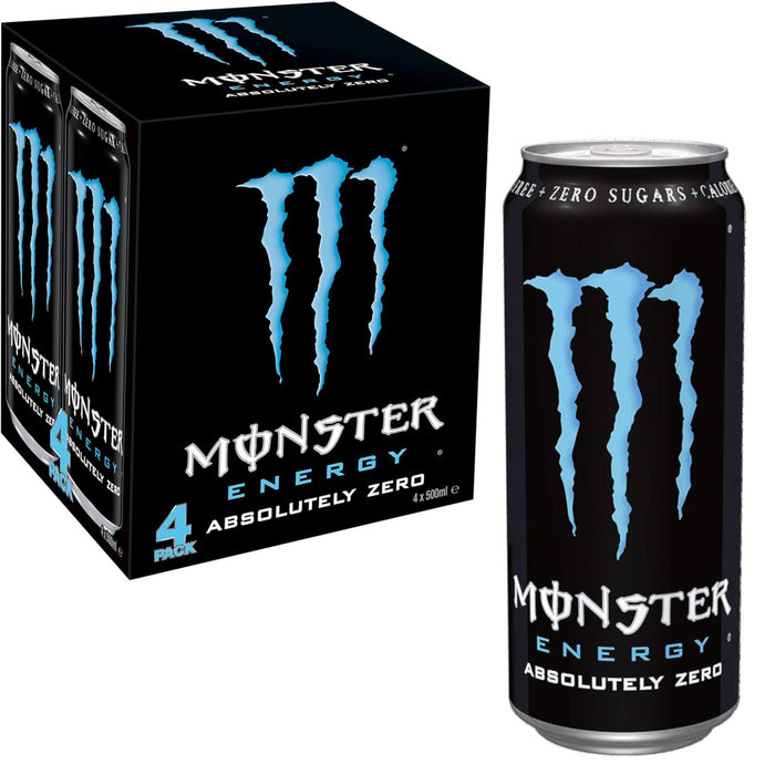 Monster Energy Drink Absolutely Zero 500ml (Pack of 4) BB 31/03/23