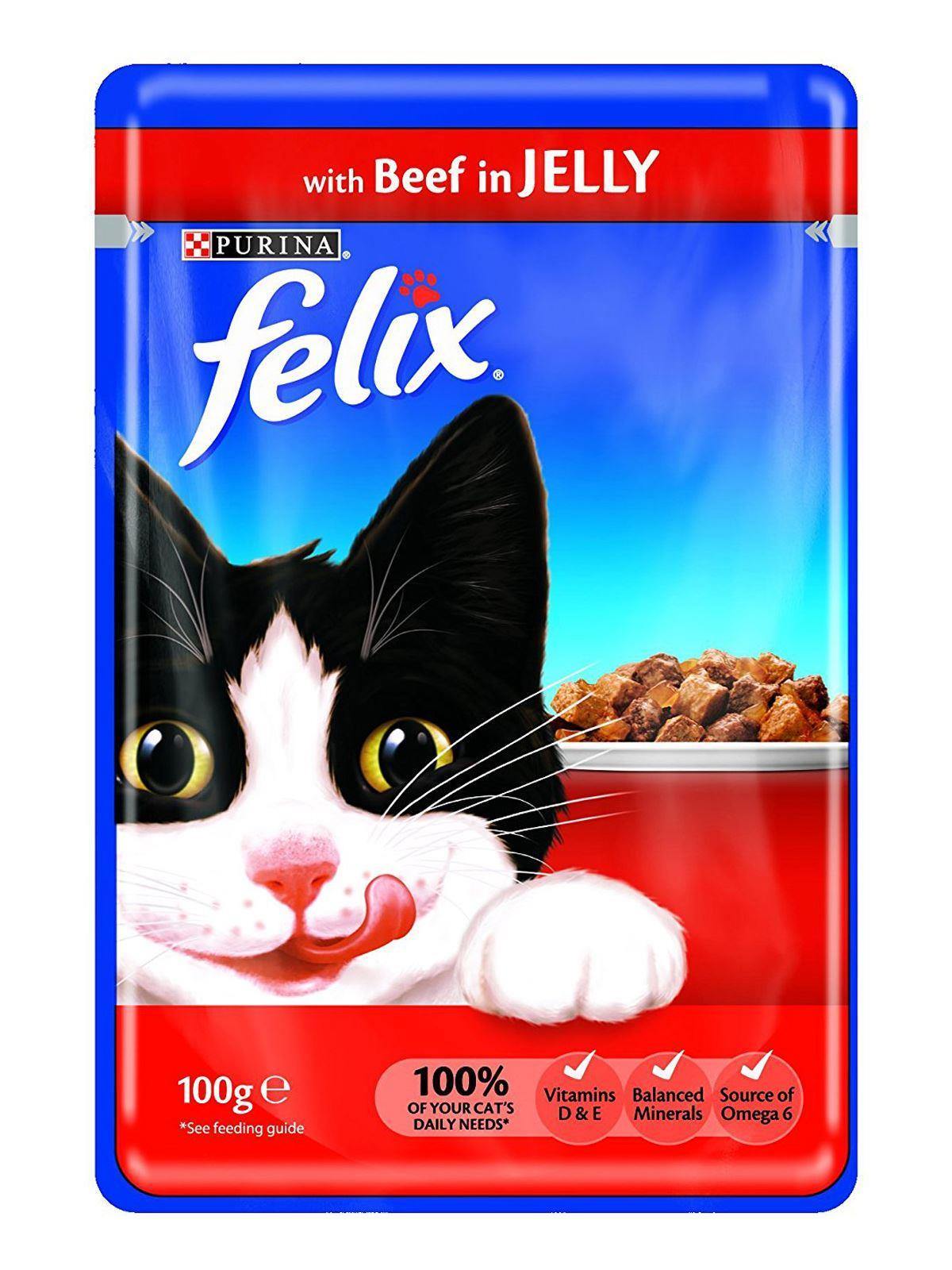 Felix Wet Cat Food Beef in Jelly Pouch 100g 20 packs —