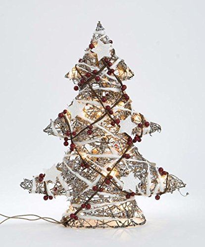 Rustic Rattan Light-Up Christmas Tree 48cm