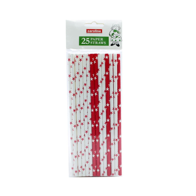 Caroline Red & White Paper Straws 25'S - myShop.co.uk