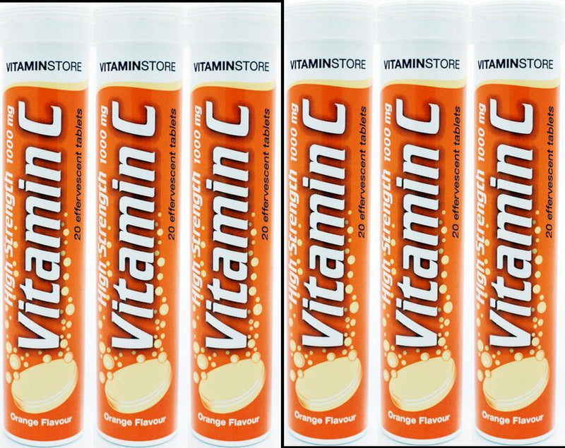 Vitamin Store High Strength Vitamin C Effervescent Tablets (6 Tubes of 20, 120 Tablets) - myShop.co.uk