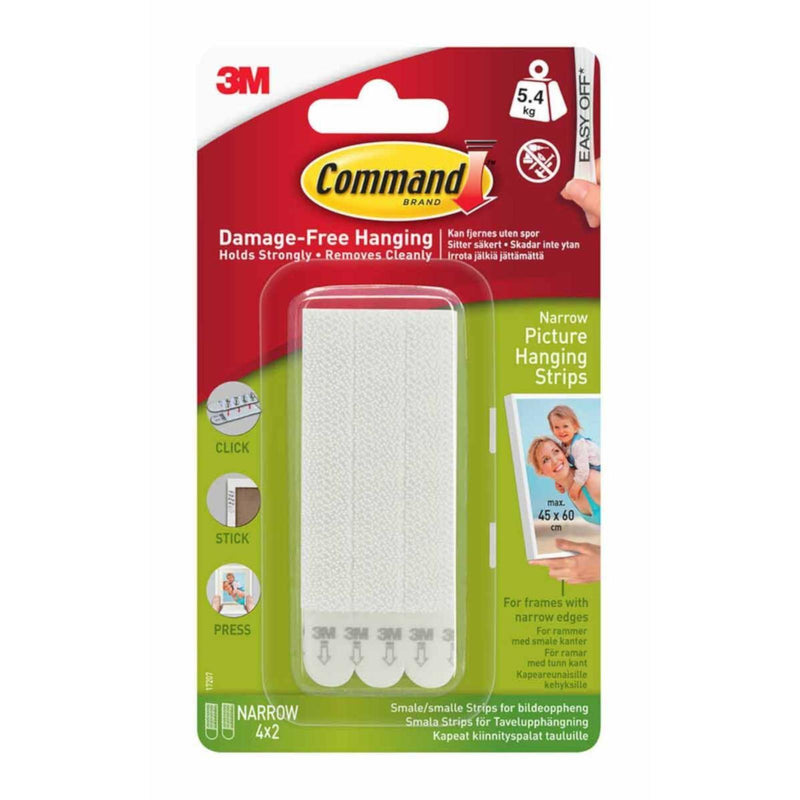 3M Command Picture Hanging Strips Damage-Free Hanging Narrow 4x2 - myShop.co.uk