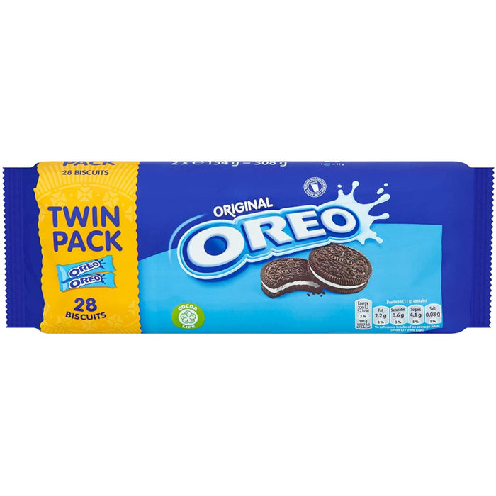 Oreo Original Vanilla Flavour Chocolate Biscuits Twin Pack 2 x 154g BB 5/24
