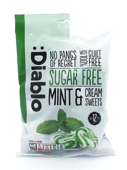 Diablo Sugar Free Mint & Cream Sweets 75g (Box of 16)
