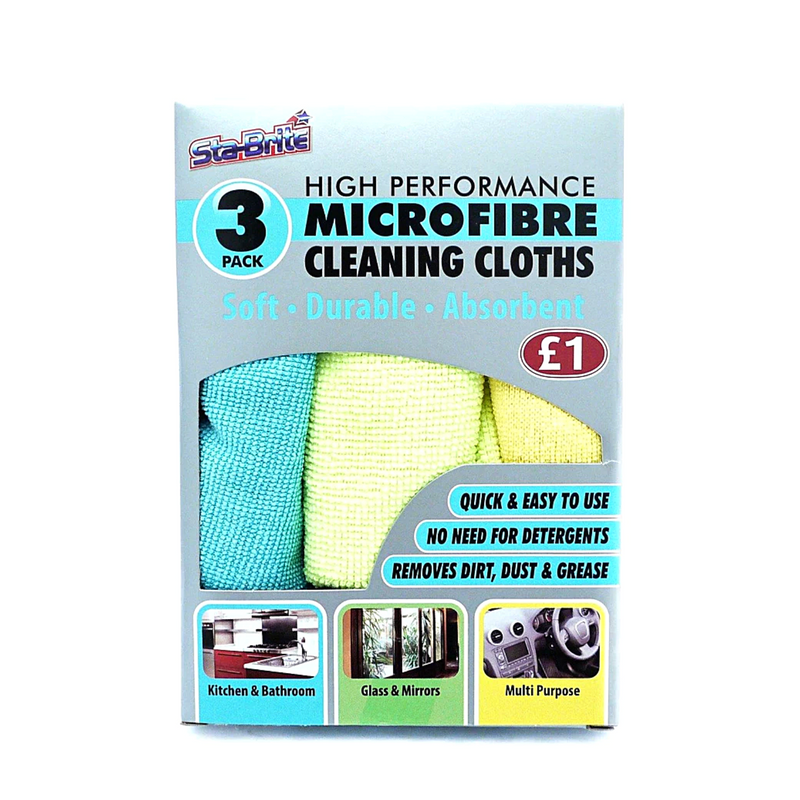 Multi Purpose Microfibre Cloths 3'S