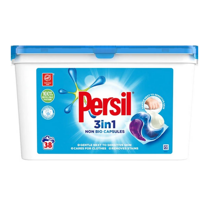 Persil 3-in-1 Non Bio Washing Capsules (3 Tubs of 38, Total 114 Wash)