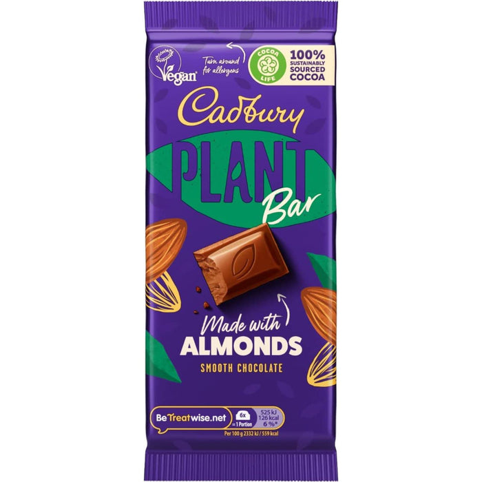 Cadbury Dairy Milk Plant Bar With Almonds Smooth Chocolate 90g