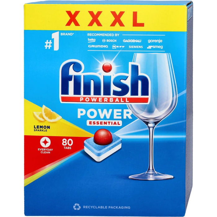 Finish Powerball All In 1 Dishwasher Tablets Lemon Sparkle 80 Tabs