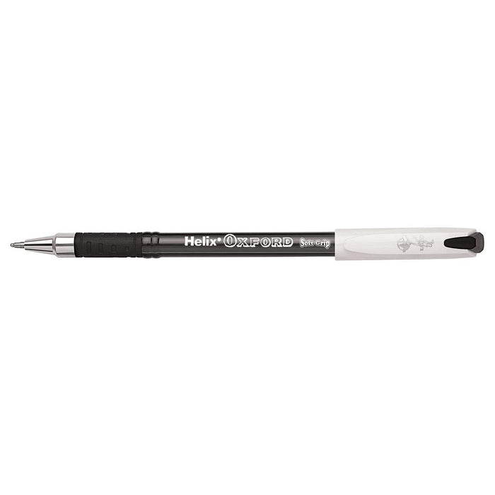Helix Oxford Soft Grip Ballpoint Pens, Black - 4 Pack