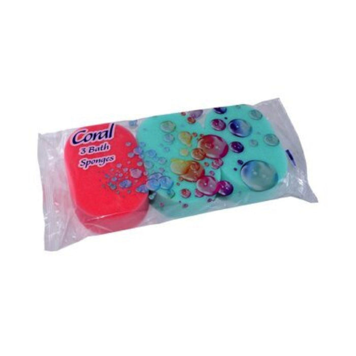 Coral Bath Sponge Assorted Colours 3 Pack