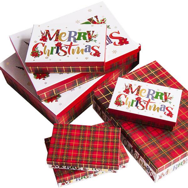 Christmas  Tartan Gift Boxes - Set of 7