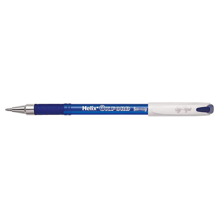 Helix Oxford Soft Grip Ballpoint Pens, Blue - 4 Pack