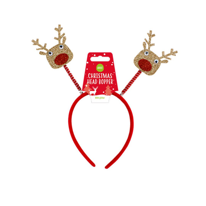 Jolly Christmas Head Bopper Glitter Reindeer Headband