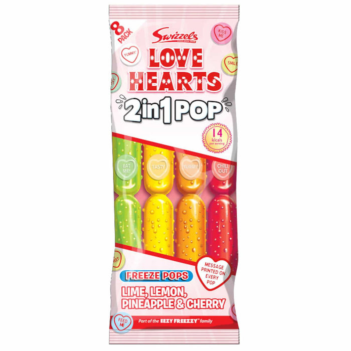 Swizzels Love Hearts 2 in 1 Ice Pops 8 Pack 75ml (Box of 20)