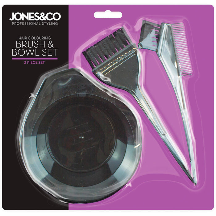 Jones & Co Hair Colouring Brush & Bowl 3 Piece Set
