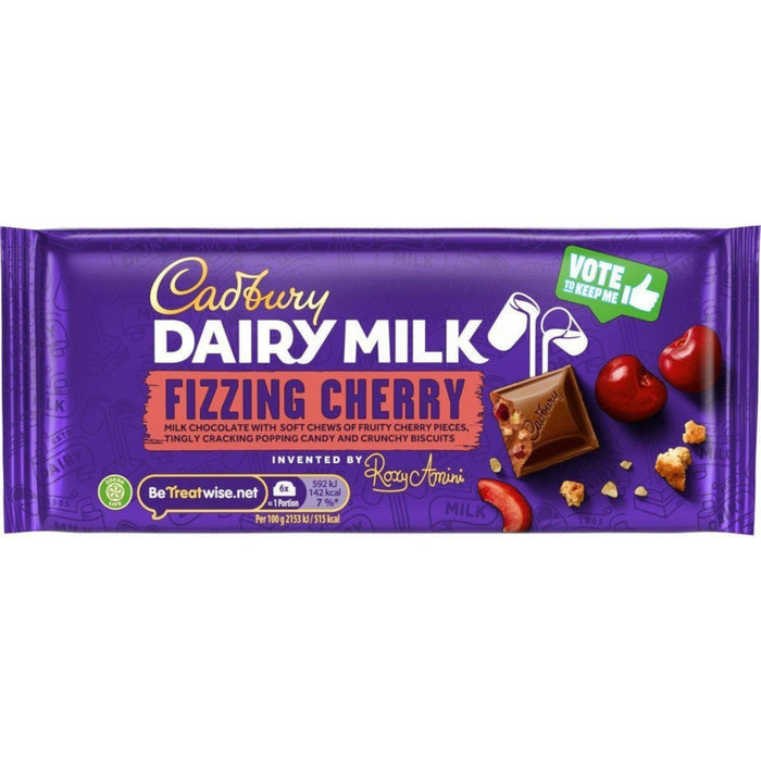 Cadbury Inventor Dairy Milk Fizzing Cherry Chocolate Bar 110g
