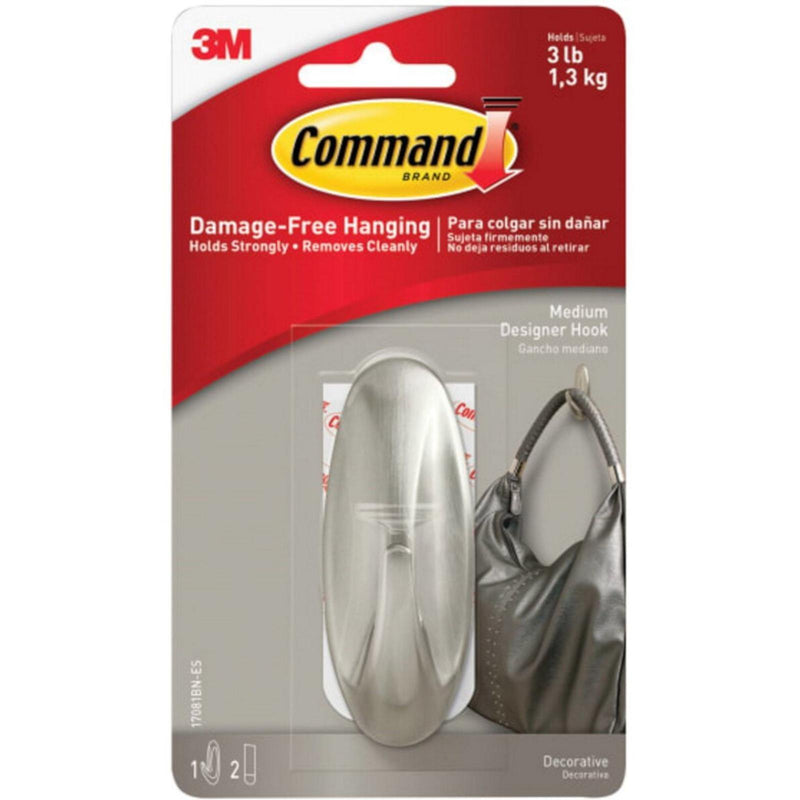 3M Command Medium Designer Damage-Free Hanging Hook Pack of 1 - myShop.co.uk