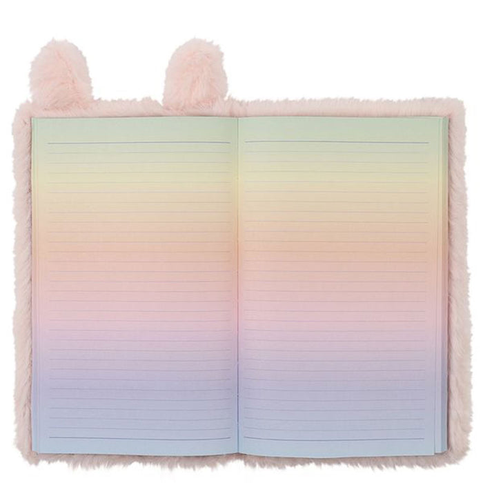 Paperchase Fluffy Bunny A5 Ruled Notebook with Rainbow Pages