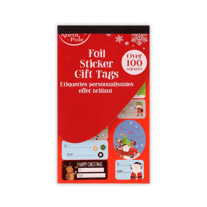 North Pole Christmas Foil Gift Sticker Labels