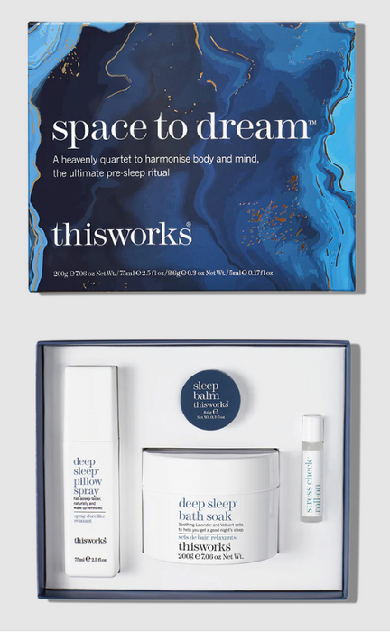 This Works Space To Dream Gift Set- Sleep Spray Bath Salt Sleep Balm Roll On (Damaged Box)